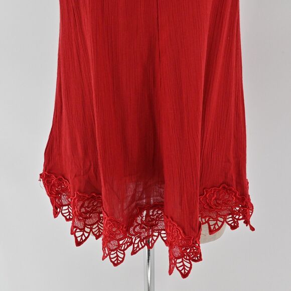 FREE PEOPLE Dress Womens Size XS Wicked Spell Brick Red Strappy Floral Lace Boho - Picture 7 of 11